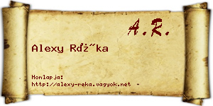 Alexy Réka névjegykártya